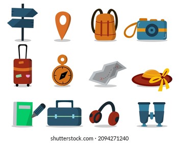 Bon voyage! Luggage bags, suitcases, baggage, travel bags. Vacation, holiday. Time to travel graphic designer edit vector template for poster, postcard, logo design, flyer, banner, sticker, t shirt
