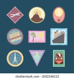 bon voyage post stamp set