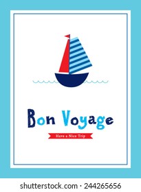 Bon Voyage safety journey greeting card with boat graphic