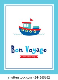 Bon Voyage safety journey greeting card with boat graphic