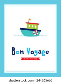Bon Voyage safety journey greeting card with boat graphic