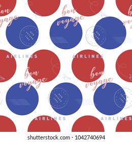 Bon voyage travel pattern with dots. Modern and sophisticated pattern fo brand who has luxury style. The art vector graphic can be repeated.
