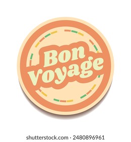 Bon voyage vector lettering 70s style. Isolated vector illustration. Handwritten modern calligraphy. Inscription for postcards, posters, prints, greeting cards. Have a nice trip paper banner.