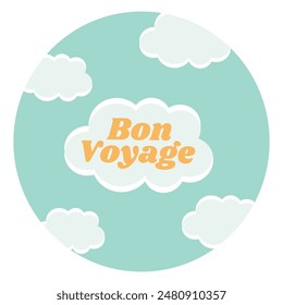 Bon voyage vector lettering 70s style. Isolated vector illustration. Handwritten modern calligraphy. Inscription for postcards, posters, prints, greeting cards. Have a nice trip paper banner.