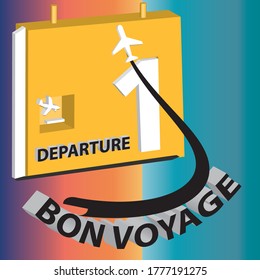 bon voyage  vintage vector clip art is the graphic arts,refers to pre-made images used to illustrate any medium