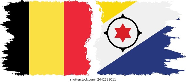 Bonaire and Belgium grunge flags connection, vector