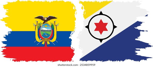 Bonaire e Equador grunge bandeiras conexão, vetor