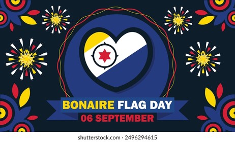 Bonaire Flag Day  vector banner design with geometric shapes and vibrant colors on a horizontal background. Happy Bonaire Flag Day modern minimal poster.