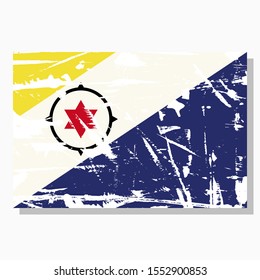 Bonaire flag with scratches, vector flag of Bonaire.