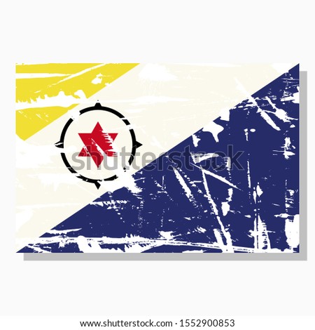 Bonaire flag with scratches, vector flag of Bonaire.