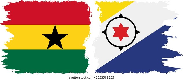 Bonaire and Ghana grunge flags connection, vector