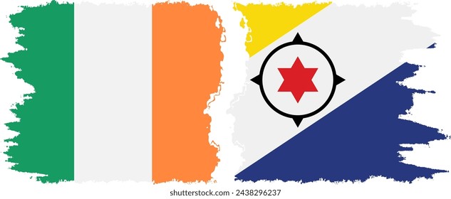 Bonaire and Ireland grunge flags connection, vector