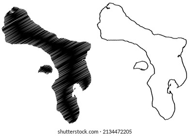 Bonaire island (Kingdom of the Netherlands, Netherlands Antilles, Cenrtal America, Caribbean islands) map vector illustration, scribble sketch Boneiru map