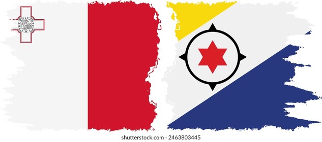 Bonaire and Malta grunge flags connection, vector