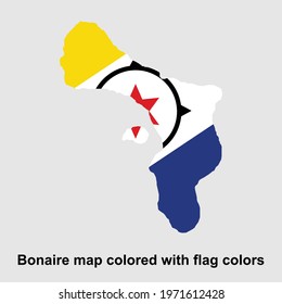 Bonaire map colored with flag colors isolated vector illustration