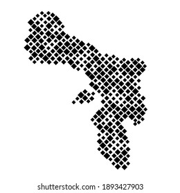 Bonaire map from pattern of black rhombuses of different sizes. Vector illustration.