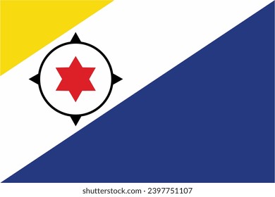 Vector de bandera oficial de Bonaire con tamaño y proporción estándar. emblema de la bandera nacional con un tamaño y colores precisos.