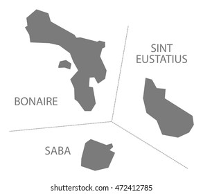Bonaire - Sint Eustatius - Saba Netherlands Map grey