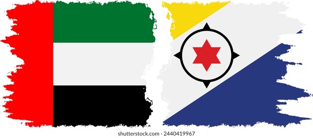 Bonaire and United Arab Emirates grunge flags connection, vector