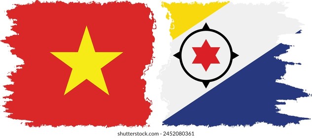 Bonaire and Vietnam grunge flags connection, vector