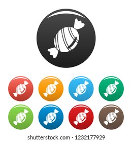 Bonbon icons set 9 color vector isolated on white for any design