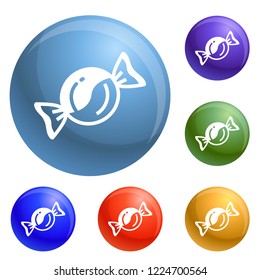 Bonbon icons set vector 6 color isolated on white background