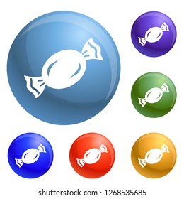 Bonbon icons set vector 6 color isolated on white background