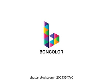 Boncolor Abstract B letter modern colorful  logo design svg