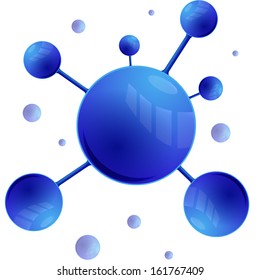 bond between the molecules on a blue background