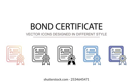 Bond Certificate icon design with white background stock illustration