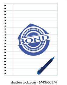 Bond drawn with pen. Blue ink. Vector Illustration. Detailed.