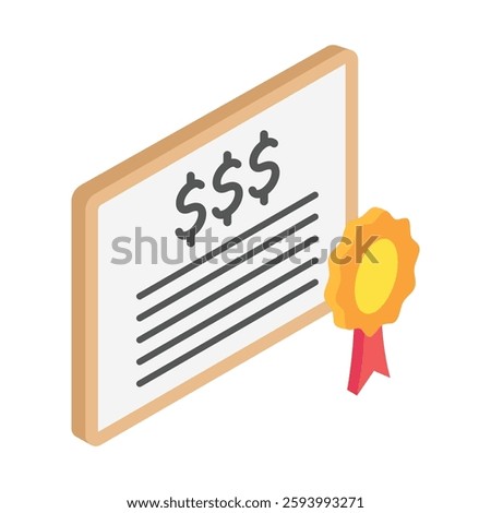 Bond isometric 3d, mini illustration icon, use for modern concept, UI or UX kit, web and app development. related to business, finance, economy..