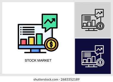 Icono de mercado de bonos Multi Style Ilustración vectorial