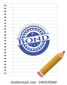 Bond with pen strokes. Blue ink. Vector Illustration. Detailed.