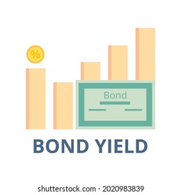 Bond yield vector. Finance, investment, economics concept. Flat illustration on white background.