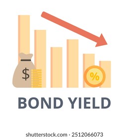 Bond yield vector. Interest rate environment trends to decrease. Finance and business concept.