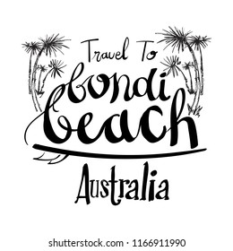 Bondi beach name lettering T-Shirt Design, calligraphy style