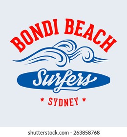 Bondi Beach Surfers Sydney t-shirt design