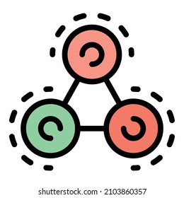 Icono de moléculas de unión. Contorno moléculas de unión de iconos vectoriales color plano aislado