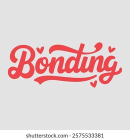 Bonding script text typography valentine vector  transparent background