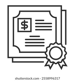 Bonds icon, Bank symbol outline icon, editable vector illustration and transparent graphic element. Isolated on white background