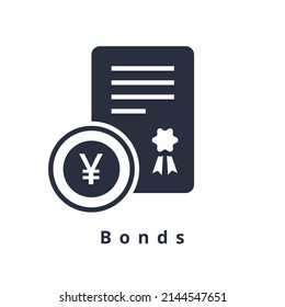 Bonds Icon. Isolated Filled China Bond Icon On White Background. Investment Vector Illustration. Venture Capital Or Corporate Yuan Bond For Web, Mobile, UI Design. Simple Element Illustration