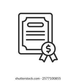 Bonds, icon in line design. Bonds, investment, fixed income, finance, interest, securities, financial planning on white background vector. Bonds editable stroke icon