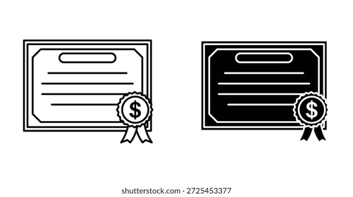 Icono de bonos. Línea con trazo editable y plano para el Web