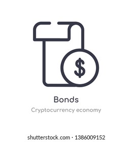 bonds outline icon. isolated line vector illustration from cryptocurrency economy collection. editable thin stroke bonds icon on white background