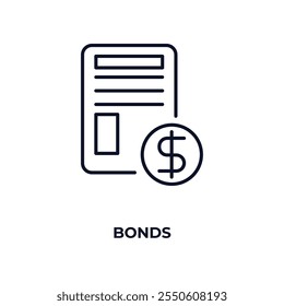 bonds  outline icon. Linear vector from cryptocurrency concept. Thin line bonds  icon isolated on white background