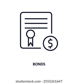 bonds outline icon.  Thin line icon from cryptocurrency collection. Editable vector isolated on white background