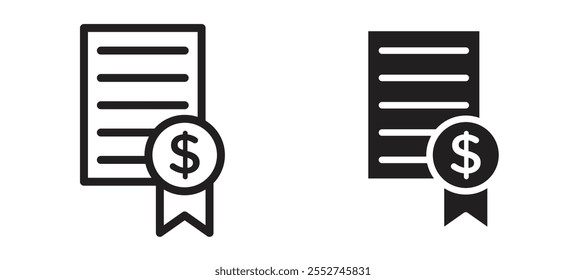 Bonds vector icon set black filled and outlined style.