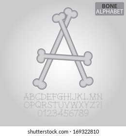 Bone Alphabet and Numbers Vector
