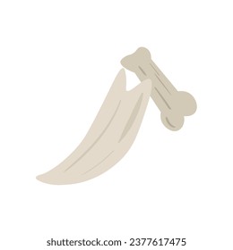 Bone and animal fang on white background